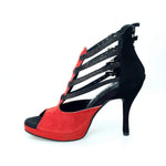 Load image into Gallery viewer, Wish Dance Shop Lussuria - 779F in Camoscio Rosso e Nero con Cinturini in Glitter e Plateau
