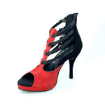 Load image into Gallery viewer, Wish Dance Shop Lussuria - 779F in Camoscio Rosso e Nero con Cinturini in Glitter e Plateau
