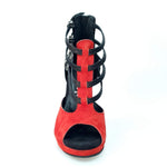 Load image into Gallery viewer, Wish Dance Shop Lussuria - 779F in Camoscio Rosso e Nero con Cinturini in Glitter e Plateau
