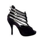 Load image into Gallery viewer, Lussuria (779F) - Woman&#39;s Shoe in Black Suede with Fish Carbon Straps and Plateau
