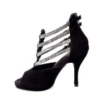 Load image into Gallery viewer, Lussuria (779F) - Woman&#39;s Shoe in Black Suede with Fish Carbon Straps and Plateau
