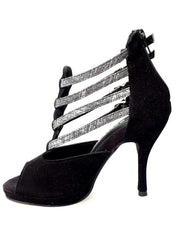 Load image into Gallery viewer, Lussuria (779F) - Woman&#39;s Shoe in Black Suede with Fish Carbon Straps and Plateau
