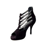 Load image into Gallery viewer, Lussuria (779F) - Woman&#39;s Shoe in Black Suede with Fish Carbon Straps and Plateau
