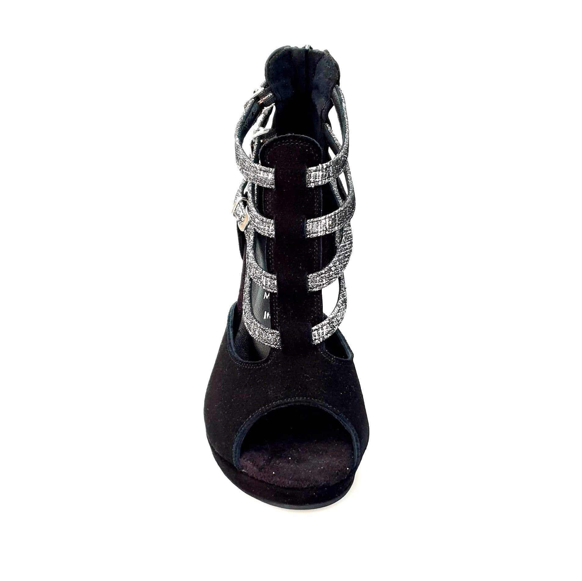 Scarpa da donna in camoscio nero Wish Dance Shop Malon (779F) con cinturini fish carbon e plateau, stile elegante e alla moda