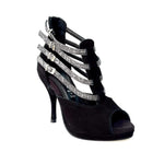 Load image into Gallery viewer, Lussuria (779F) - Woman&#39;s Shoe in Black Suede with Fish Carbon Straps and Plateau
