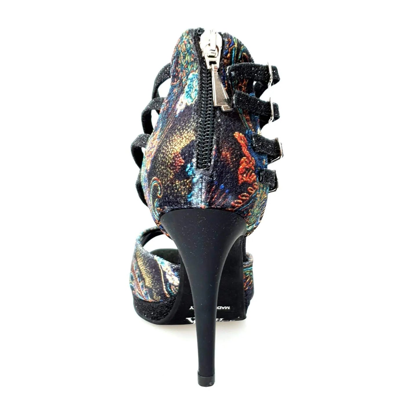 Scarpa da donna Lussuria Wish Dance Shop in velluto nuovo con cinturini glitter neri, plateau e tacco a spillo