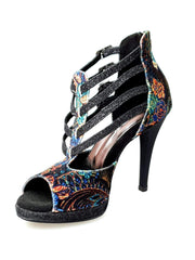 Carica immagine nella Galleria, Wish Dance Shop Lussuria in New Velvet Cinturini in Glitter Nero con Plateau
