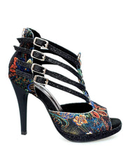 Carica immagine nella Galleria, Wish Dance Shop Lussuria in New Velvet Cinturini in Glitter Nero con Plateau
