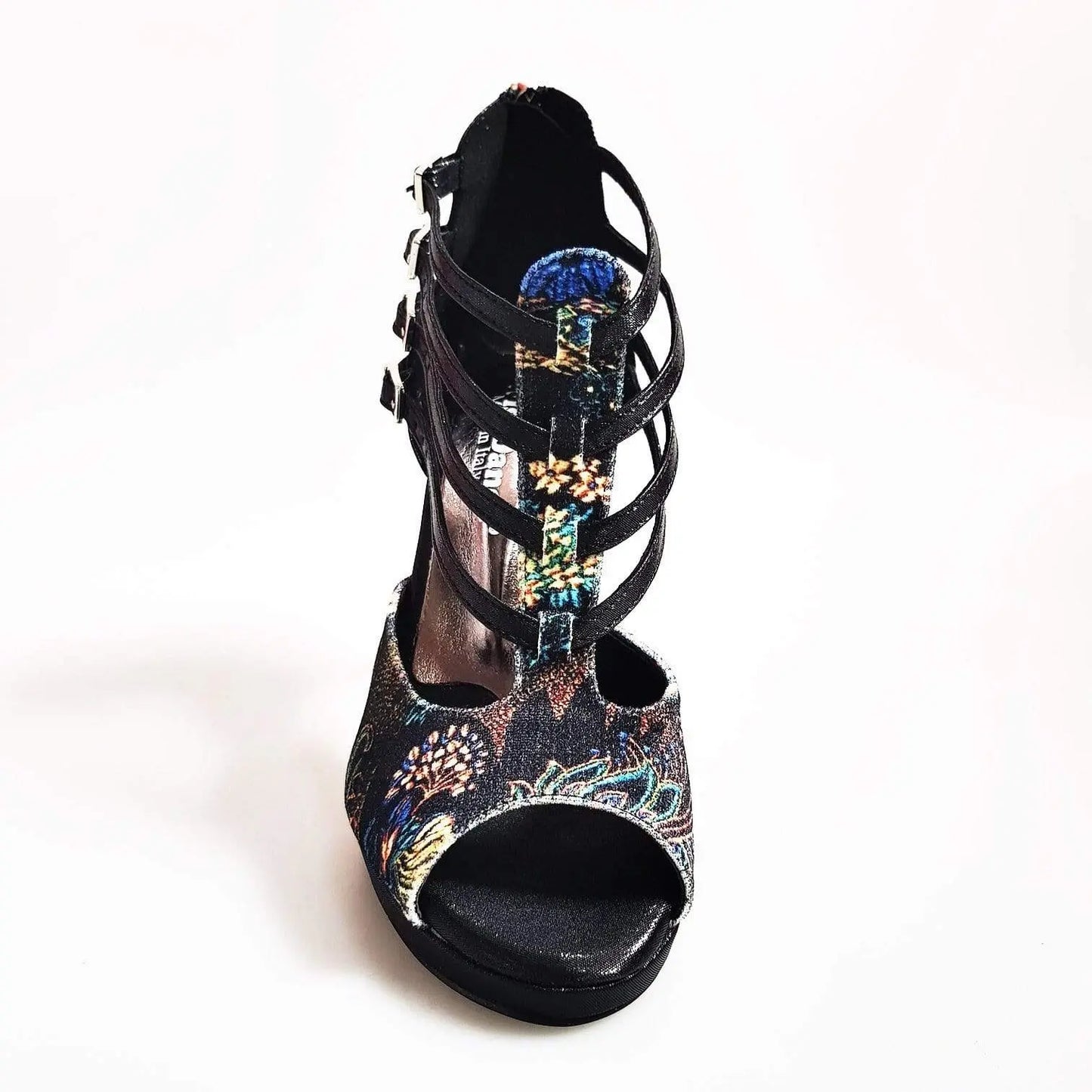 Sandalo donna Wish Dance Shop Lussuria in New Velvet e Lurex nero con plateau e tacco a spillo, elegante e alla moda