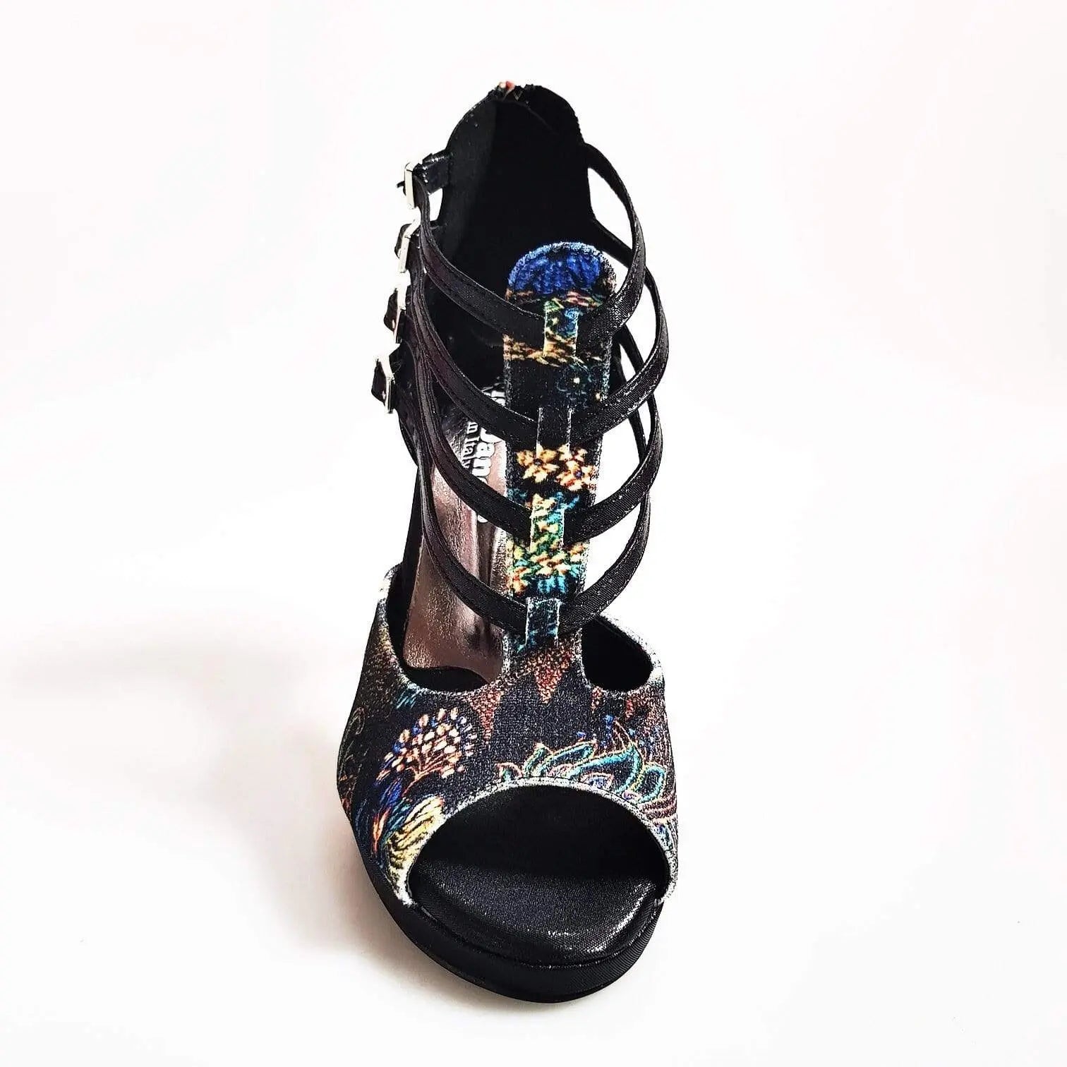 Sandalo donna Wish Dance Shop Lussuria in New Velvet e Lurex nero con plateau e tacco a spillo, elegante e alla moda