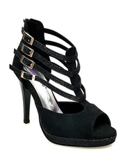 Carica immagine nella Galleria, Wish Dance Shop Lussuria - Scarpa da Donna in Camoscio Nero Glitter Nero con Plateau

