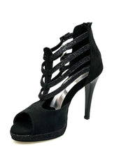 Carica immagine nella Galleria, Wish Dance Shop Lussuria - Scarpa da Donna in Camoscio Nero Glitter Nero con Plateau
