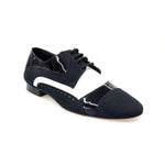 Load image into Gallery viewer, Magno (845) - Men&#39;s Lace-up Mod. Derby Brogue Shoe in Black Patent Leather and Suede With White Leather
