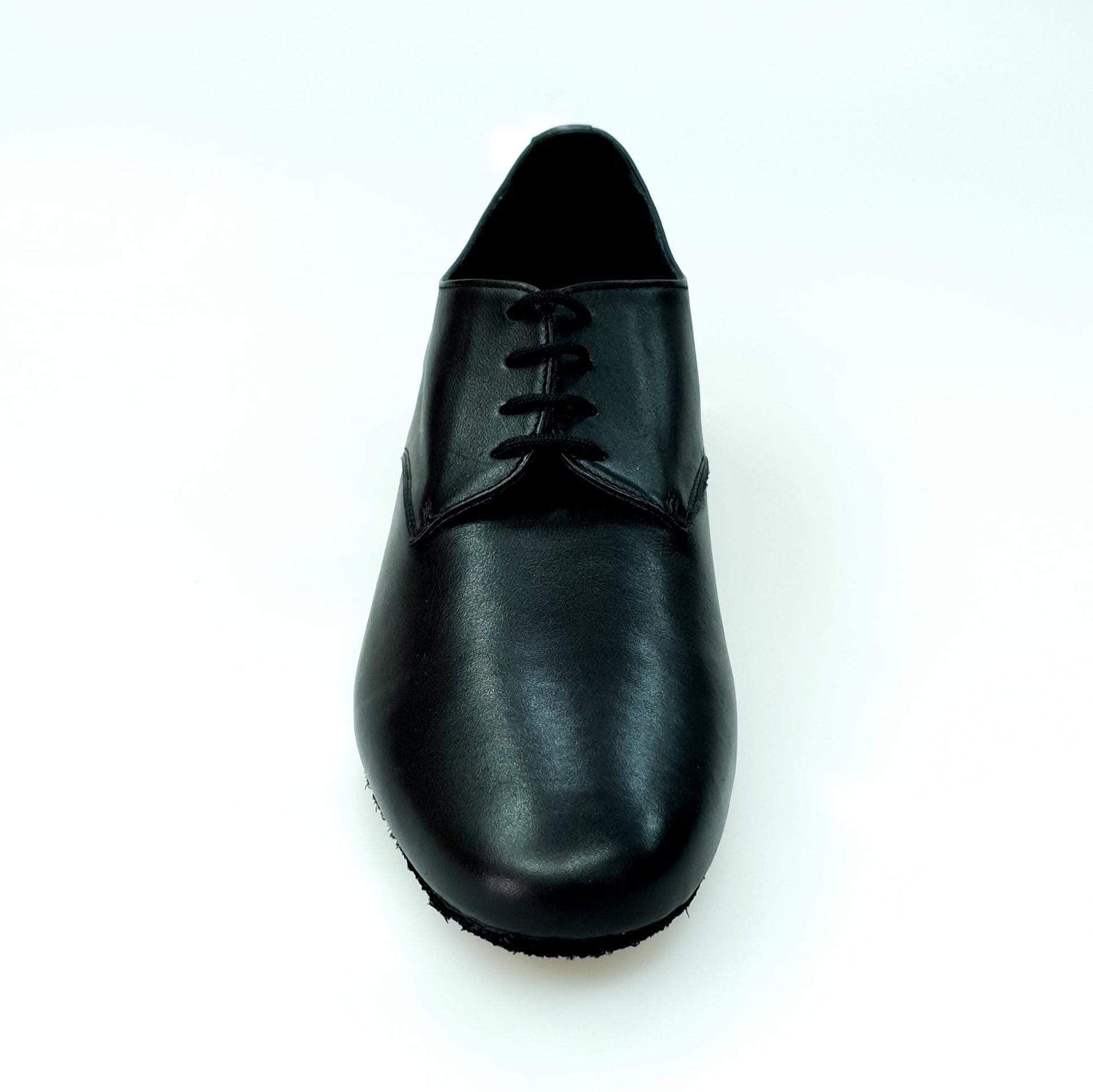 Scarpa Derby in pelle nera Marcy MS01 con forma tonda, scarpa stringata elegante per donna, Wish Dance Shop