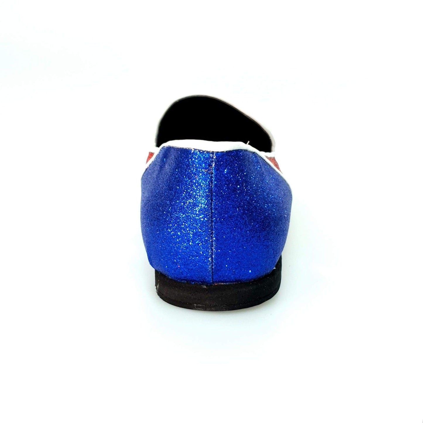 Mocassino Outlet 800BH in glitter rosso e blu royal modello Cuba con profili bianchi, elegante calzatura donna.
