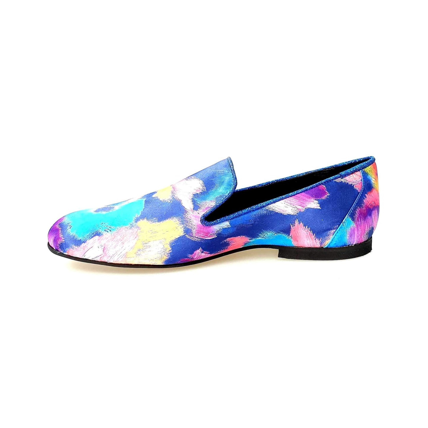 Mocassino uomo Admiral Iris Blue in tessuto Picasso blu con profili in lurex blu, rivestito in vera pelle italiana.