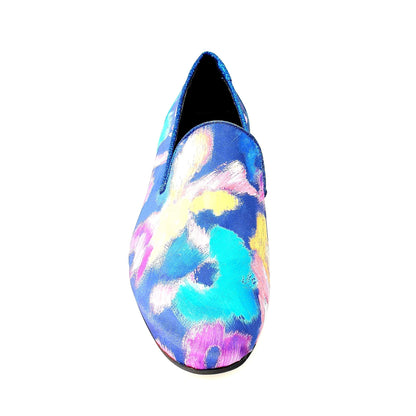 Mocassino uomo Admiral Iris Blue Wish Dance Shop in tessuto Picasso blu con dettagli in lurex blu e rivestito in vera pelle italiana.
