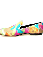 Load image into Gallery viewer, Admiral Iris Gold Green (800PJ) - Men&#39;s Loafer in Green Picasso Fabric with Silver Lurex Profiles Covered in Genuine Italian Leather
