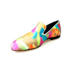 Load image into Gallery viewer, Admiral Iris Gold Green (800PJ) - Men&#39;s Loafer in Green Picasso Fabric with Silver Lurex Profiles Covered in Genuine Italian Leather
