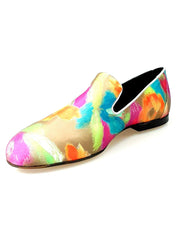 Load image into Gallery viewer, Admiral Iris Gold Green (800PJ) - Men&#39;s Loafer in Green Picasso Fabric with Silver Lurex Profiles Covered in Genuine Italian Leather
