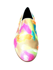 Load image into Gallery viewer, Admiral Iris Gold Green (800PJ) - Men&#39;s Loafer in Green Picasso Fabric with Silver Lurex Profiles Covered in Genuine Italian Leather
