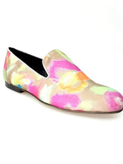 Load image into Gallery viewer, Admiral Iris Gold Green (800PJ) - Men&#39;s Loafer in Green Picasso Fabric with Silver Lurex Profiles Covered in Genuine Italian Leather
