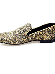 Carica immagine nella Galleria, Doge (800PJ) - Mocassino da Uomo in Tessuto Veneziano Fiorato Oro con Profili in Lurex Oro Rivestito in Vera Pelle Italiana
