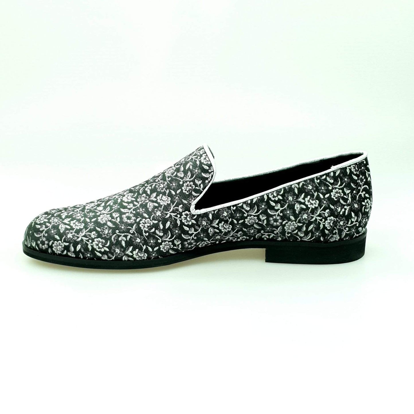 Mocassino da uomo Doge Wish Dance Shop in tessuto veneziano fiorato silver con profili in lurex e rivestito in vera pelle italiana