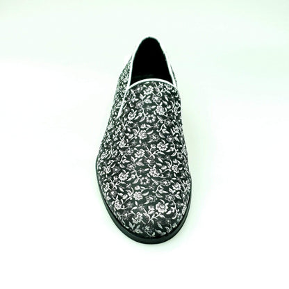 Mocassino da uomo Doge Wish Dance Shop in tessuto veneziano fiorato silver con dettagli in lurex e rivestito in Vera Pelle Italiana