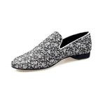 Load image into Gallery viewer, Doge (800PW) - Men&#39;s Moccasin in Silver Florato Venetian Fabric with Silver Lurex Profiles Covered in Genuine Italian Leather
