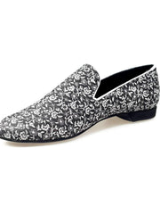 Carica immagine nella Galleria, Doge (800PW) - Mocassino da Uomo in Tessuto Veneziano Fiorato Silver con Profili in Lurex Silver Rivestito in Vera Pelle Italiana
