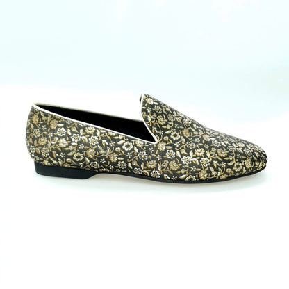 Mocassino da uomo Serse (800) Wish Dance Shop in tessuto fiorato veneziano color oro, dettagli eleganti e stile classico