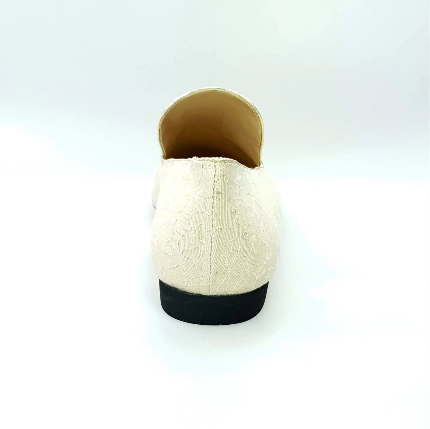 Mocassino da uomo Serse (800) in tessuto seta avorio con dettagli lavorati oro, scarpa elegante Wish Dance Shop