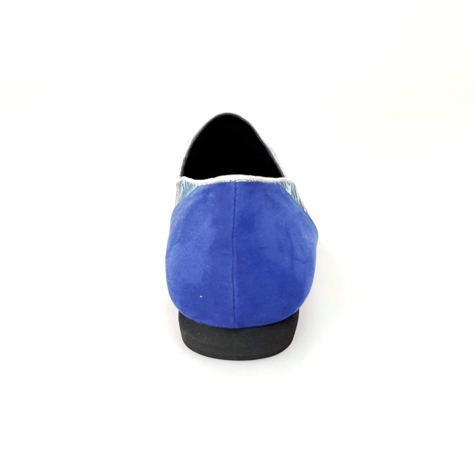 Scarpa mocassino da uomo Serse (800B) in giungla blu con tallone in camoscio blu, elegante e comoda.