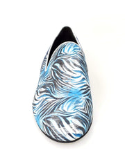 Carica immagine nella Galleria, Wish Dance Shop Mocassino Uomo in Giungla Blu e Tallone in Camoscio Blu
