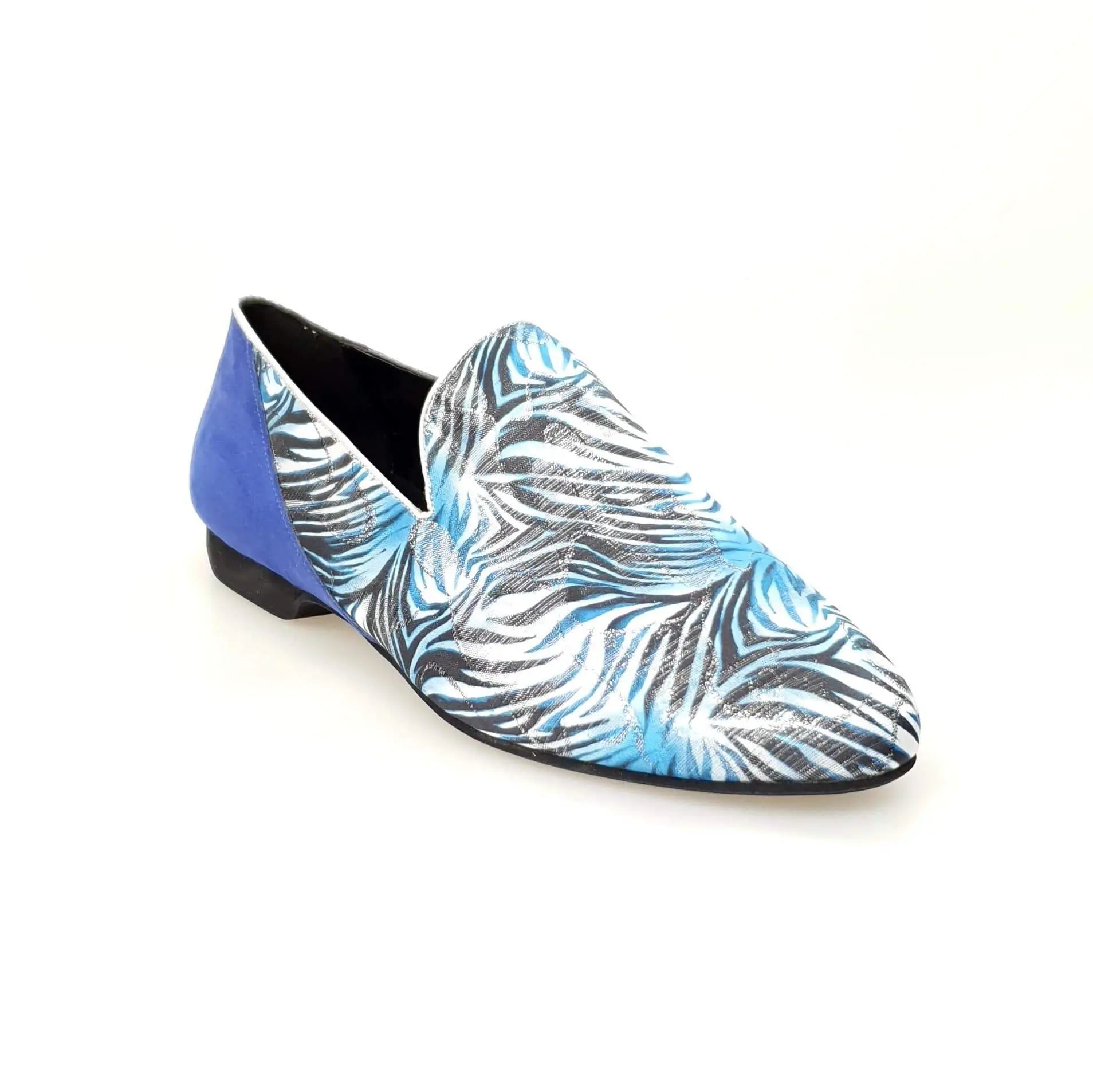 Scarpa mocassino da uomo Serse (800B) in giungla blu con tallone in camoscio blu, Wish Dance Shop