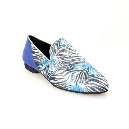 Scarpa mocassino da uomo Serse (800B) in giungla blu con tallone in camoscio blu, Wish Dance Shop