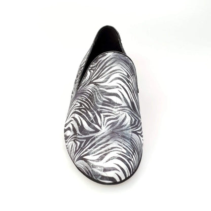 Mocassino da uomo Wish Dance Shop in tessuto con fantasia giungla grigia, scarpa elegante e comoda.