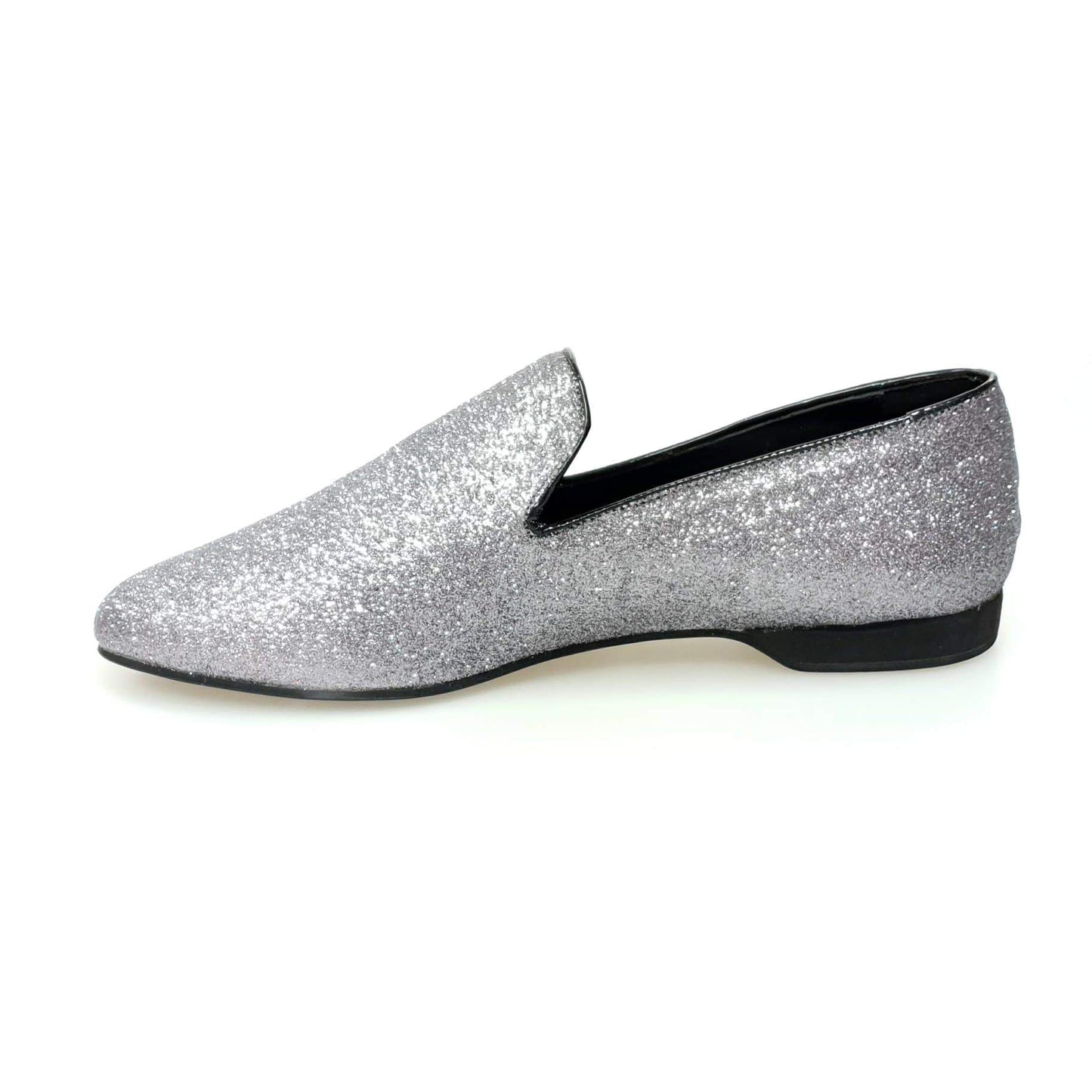 Scarpa mocassino da uomo Serse (800) in glitter carbon, Wish Dance Shop, con suola e dettagli eleganti.