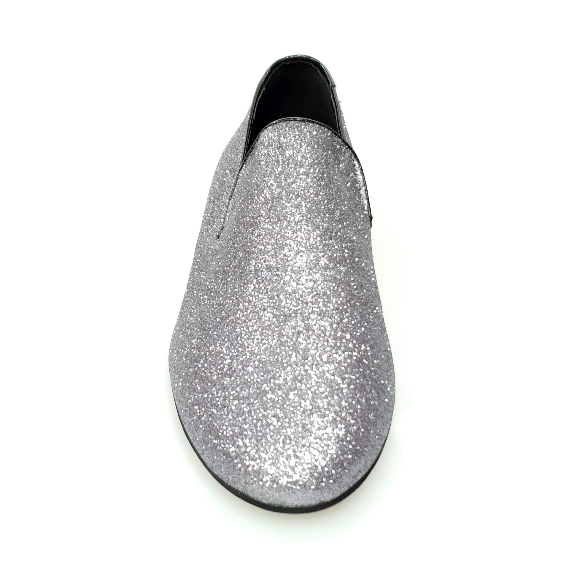 Scarpa mocassino da uomo Serse (800) Wish Dance Shop in glitter carbone, con suola in gomma e dettaglio elegante.