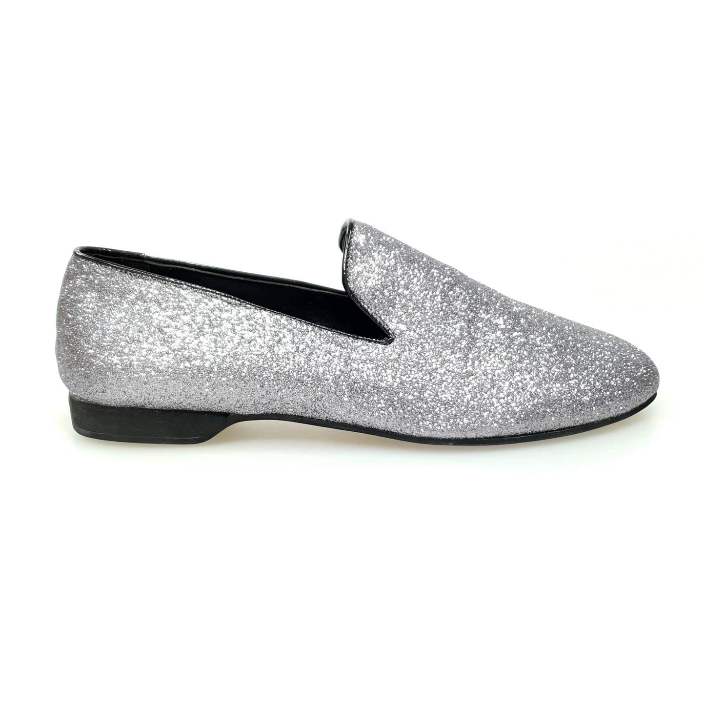 Scarpa mocassino da uomo Wish Dance Shop in glitter carbon, con design elegante e dettagli lucidi.