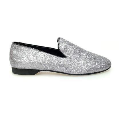 Scarpa mocassino da uomo Wish Dance Shop in glitter carbon, con design elegante e dettagli lucidi.