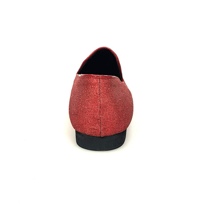 Scarpa mocassino da uomo Serse (800) in glitter rosso, elegante e brillante, perfetta per occasioni speciali.
