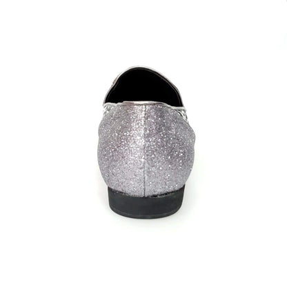 Mocassino da uomo Serse (800B) in tessuto grigio con tallone in glitter carbon, scarpa elegante Wish Dance Shop