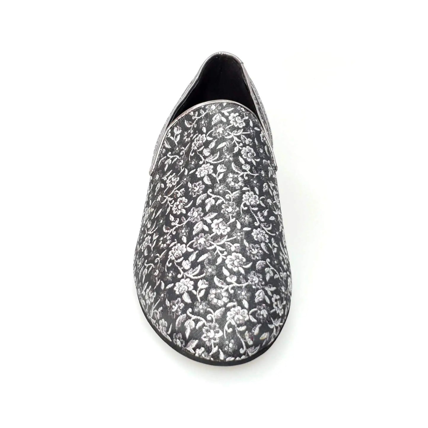 Mocassino da uomo Serse (800B) in tessuto veneziano grigio con tallone glitter carbon, scarpa elegante Wish Dance Shop