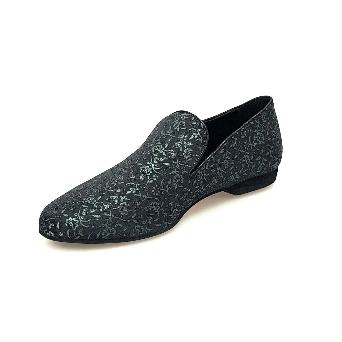 Scarpa mocassino da uomo Wish Dance Shop in tessuto veneziano fiorato verde scuro, stile elegante e confortevole