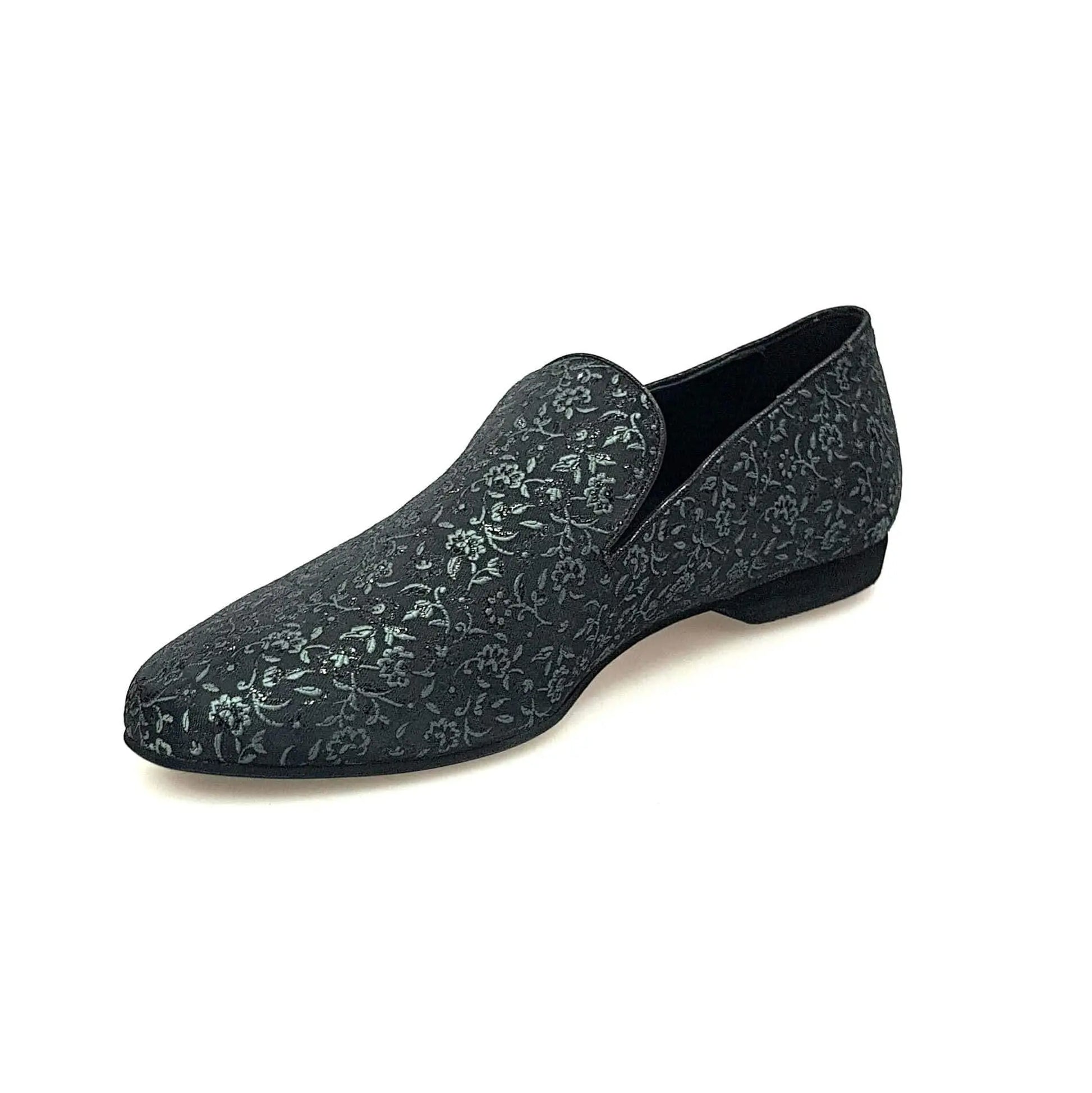 Scarpa mocassino da uomo Wish Dance Shop in tessuto veneziano fiorato verde scuro, stile elegante e confortevole