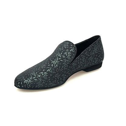 Scarpa mocassino da uomo Wish Dance Shop in tessuto veneziano fiorato verde scuro, stile elegante e confortevole