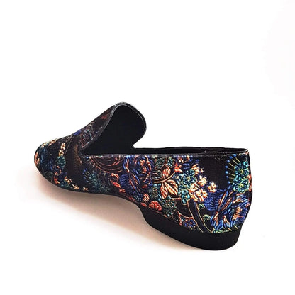 Scarpa mocassino da uomo Serse (800) in velluto lavorato stile Fiorato con dettagli arazzo veneziano, Wish Dance Shop