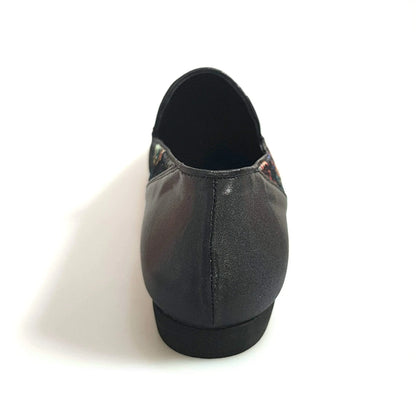 Scarpa mocassino da uomo Serse (800B) in velluto lavorato stile fiorato con tallone in lurex nero, di Wish Dance Shop
